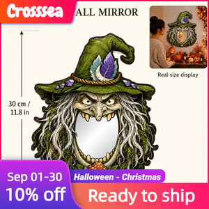 <span class=keywords><strong>Miroir</strong></span> en bois sorcière Halloween 2026, best-seller - Décoration murale gothique vintage sombre pour toile de fond de fête et accent décoratif pour la <span class=keywords><strong>maison</strong></span> - Product Image 1