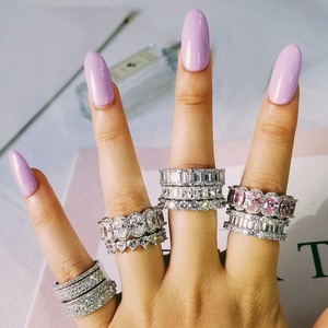 Nhẫn Vĩnh Cửu Sang Trọng Đá Zircon Đồng Mạ Bạc 925 Dành Cho Nữ Quà Tặng Lớn Bán Buôn Rất Nhiều Nhẫn Cưới 925 CZ - Product Image 4