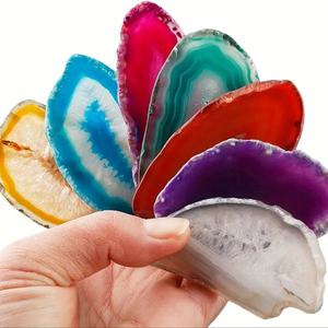 प्राकृतिक एगेट स्लाइस रत्न क्रिस्टल पेंटेंट, सजावटी गहने हस्तशिल्प एगेट कोस्टरों के साथ गरेट किया जाता है - Product Image 2