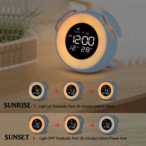 Despertador Digital Led para mesita de noche, amanecer y atardecer, alarma de música, espejo para dormitorio, escritorio, Calendario, Reloj de mesa, cargador de teléfono - Product Image 2