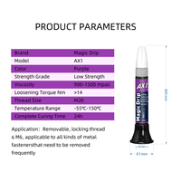Adhésif de blocage de vis à faible force MagicDrip AX1 violet, démontable, pour fixations métalliques automobiles
