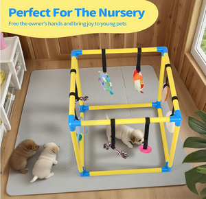 Rangka PVC dengan Tali Bungee Pusat Aktivitas untuk Anjing Kecil Indoor Jungle Gym Puppy Play Gym dengan Mainan Gantung - Product Image 5
