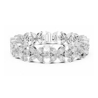 Pulsera de tenis floral de oro macizo de 14K con diamantes cultivados en laboratorio de corte marquesa y redondo para mujer - Diseño elegante y lujoso