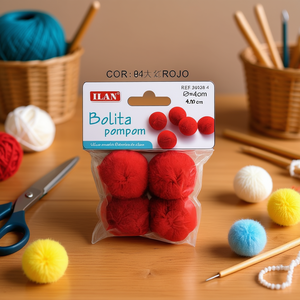 Iln <b>Wool</b> Pompom 4.0 Cm Red <b>Craft</b> Decorations - Product Image 3