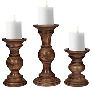 Natural Solid Wood Candle Stand for Living Room Decoration Vintage Wooden <b>Tealight</b> <b>Holder</b> Handmade Craft Decoration - Product Image 1