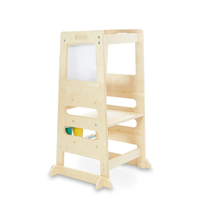 Montessori bước bằng gỗ phân có thể điều chỉnh chiều cao Toddler thường vụ học tập tháp với bảng đen - Product Image 1