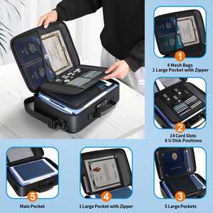 Boîte de rangement pour documents ignifuge portable à grande capacité, 5 couches, sac de rangement pour documents portable avec serrure pour organiser les documents importants - Product Image 4