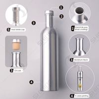 Bouteille en aluminium de 750 ml avec col ROPP, sans BPA, recyclable, bouteille d'huile d'olive de qualité supérieure, huile de cuisson biologique extra vierge, emballage métallique
