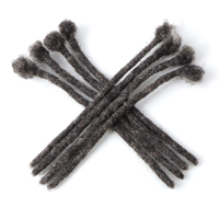 Estensioni Dreadlocks Afro Kinky Fatte a Mano in Capelli Umani, 0.4 0.6 0.8cm, Dreadlocks all'Uncinetto Colore Sale e Pepe