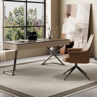 Escritorio de ordenador de estilo Retro de diseñador italiano, silla integrada, moderna, minimalista, Color nogal, almacenamiento ecológico, Oficina