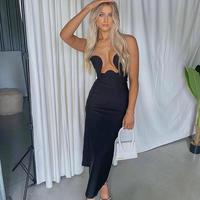 Y2K Europa und Amerika Neue Damen Tube Top Kleid Rock Slim Side Open topless Party Solid Color Sexy Kleid