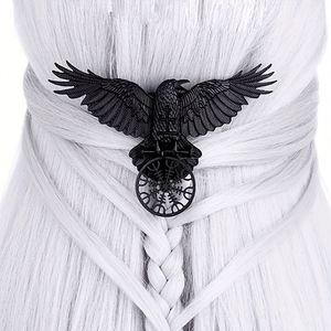 Pince à cheveux gothique Viking chauve-souris, grande pince à cheveux rétro Viking corbeau noir, pince bec de canard, accessoires de fête style nordique norvégien - Product Image 3