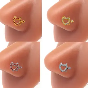Gaby hot sale nouveaux anneaux de nez petit clou de nez maléfique pour femmes en acier inoxydable cœur mal nez piercing bijoux