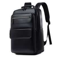 Sac à dos pour ordinateur portable de luxe en cuir PU imperméable et antivol, grand format, avec port USB, fermeture éclair, en polyester, unisexe, avec poignée souple, idéal pour l'école et le travail.