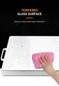 Meilleure vente : <span class=keywords><strong>Plaque</strong></span> chauffante portable 400W, plateau chauffant <span class=keywords><strong>électrique</strong></span> pour aliments avec poignée en acier inoxydable et verre trempé pour usage domestique - Product Image 6