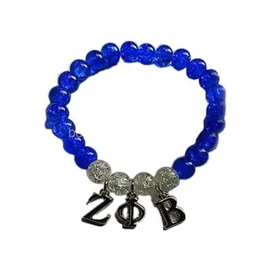 Azul barato original Zeta Phi Beta símbolo grego Bead Bracelet estiramento mulheres charme pulseira irmandade jóias irmãs presente