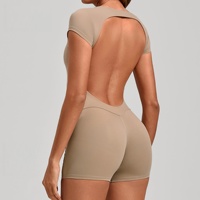 Shorts Deportivos Europeos Americanos sin Espalda para Baile y Ejercicio, de Manga Corta, Secado Rápido y Transpirables para Tonificar Glúteos y Abdomen