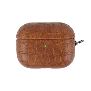 Funda Protectora Personalizada Retro de Piel Sintética de Cocodrilo a Prueba de Golpes con Carga Inalámbrica y Llavero Metálico para <span class=keywords><strong>AirPods</strong></span> Pro3 - Product Image 1