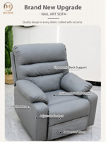 MASON Fauteuil de salon de coiffure haut de gamme moderne pour soins du cuir chevelu, inclinable électriquement, avec structure en bois, et siège-canapé pour soins du visage