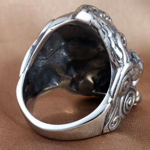 <b>Skull</b> <b>Ring</b> Men's Titanium Steel Red Eye Punk Style Fashion Jewelry Gift Geometric Design 213040 - Product Image 2