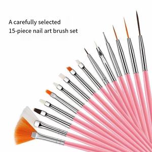 Набор кистей для нейл-арта SunelPort, 20 шт., кисти для лайнера с волнистым нейлоновым ворсом, многофункциональные профессиональные инструменты для маникюра, цвета: розовый, белый, черный - Product Image 4