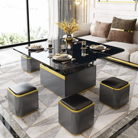 Ensemble de meubles de maison, Table de bureau, avec tabouret de rangement, Table à manger, pour le salon, 4 pièces