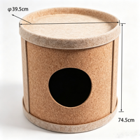 Lit pour chat classique et durable, type grotte et maison d'arbre, pour plusieurs chats de grande taille, design écologique en liège et feutre