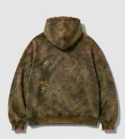 Sweat à capuche zippé camouflage délavé vintage personnalisé, veste streetwear épaisse, fabricant OEM ODM marque privée