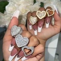 AliExpress Commerce Extérieur Nouvelle Bague en Pierre Naturelle Cœur Zircon Style Hip Hop Cool pour Couple YYN Source