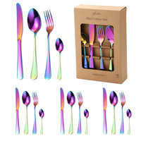 Ensemble de couteau, fourchette et cuillère à steak en acier inoxydable 1010 noir doré de style occidental avec étui de transport