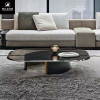 Table basse en acier inoxydable et verre de haute qualité, luxueuse, élégante, design créatif, villa, sur mesure