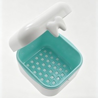 Boîte à prothèses dentaires double couche avec panier de drainage, étui de rangement pour prothèses et appareils de rétention pour l'entretien dentaire