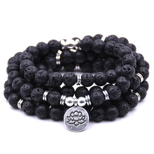 Multicapa 108 Mala Piedra Natural malaquita cuentas <span class=keywords><strong>Lotus</strong></span> Charm pulseras tibetano budista Buda Rosario Yoga <span class=keywords><strong>pulsera</strong></span> mujeres hombres - Product Image 6