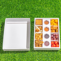 Boîte de traiteur en carton kraft brun avec couvercle à compartiments pour pique-nique et camping, finition brillante/matte, gaufrage, épaisseur 1 mm, emballage pour tacos