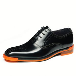 Zapatos de Vestir Formales de Negocios para Hombre, Estilo Británico Retro, de Cuero Grabado con Brocado, Talla Grande, Color Negro, para Boda - Product Image 5