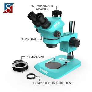 工場価格 RF4 RF7050TV ステレオ三眼顕微鏡 PCB BGA 携帯修理用 144 LEDライト 7-50倍顕微鏡 - Product Image 2