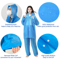 Unisex PEVA Wasserdichter Kordel zug Regen anzug mit Kapuze Herren Damen Jacken hose Set zum Angeln Wandern Camping Wieder verwendbar für Touren
