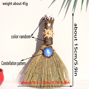 Petit balai en cristal naturel du <span class=keywords><strong>zodiaque</strong></span>, balai magique fait à la main, balai en cristal incrusté, balai en pierre roulante, décoration de la maison - Product Image 2