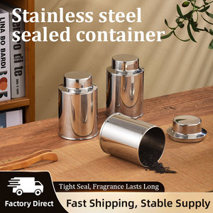 Boîte à thé en acier inoxydable Zhenneng 410 avec double couvercle hermétique, pot alimentaire en métal pour grains de café et épices, depuis 1987 - Product Image 1