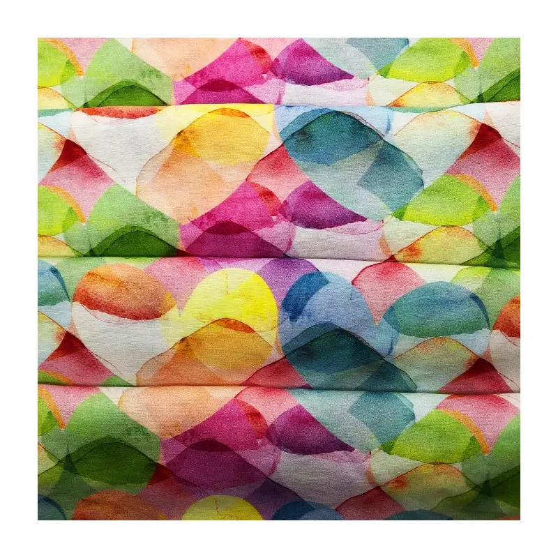 Impressão digital tecido de algodão para vestido Desenhos animados personalizados círculos coloridos popeline tecido para vestuário