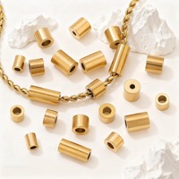 Perles tubulaires en acier inoxydable doré multi-tailles, perles droites longues et lisses, perles d'espacement lâches pour la fabrication de bijoux et de bracelets DIY