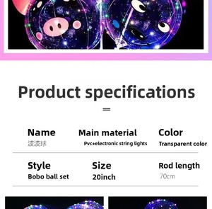 Globos de PVC Luminosos LED Bobo Bubble, Globos de Dibujos Animados con Luz, <span class=keywords><strong>para</strong></span> San Valentín, Navidad, Halloween, Globos Inflables de Boca Ancha - Product Image 4