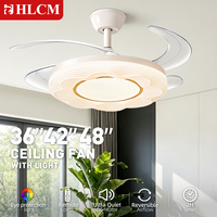 Ventilateur de plafond pour chambre à coucher, en fer, moteur DC, 6 vitesses, 3 températures de couleur (2700K/4100K/6000K), design moderne, LED, télécommande