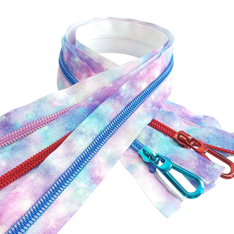 Wholesale Handbags Rainbow Zipper Customized Colors Print Nylon Zipper For Clothing