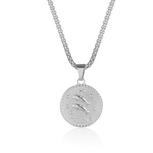 MECYLIFE Collier Zodiaque en Acier Inoxydable Plaqué Or 18K avec Pendentif Médaillon Horoscope Tendance - Product Image 4