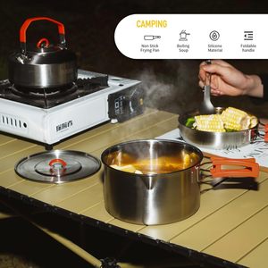Environmentally Friendly <b>Outdoor</b> Camping <b>Cookware</b> Set Easy to Carry Folding Kettle Boiling Kettle Camping Portable Tableware - Product Image 5