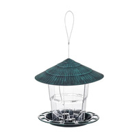 Mangeoire à oiseaux hexagonale suspendue en plastique PP PS avec fenêtre panoramique pour jardin