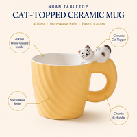 Mug en céramique motif chat de dessin animé mignon, tasse à lait visage de chat, esthétique, pour couple, maison, bureau, usage quotidien