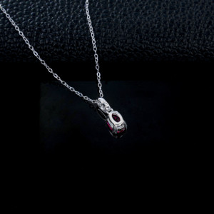 925 Sterling Silver Lab-Grown <b>Ruby</b> <b>Necklace</b> - Product Image 4