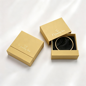 Premium Eco-friendly Handmade Luxury Square <b>Slide</b> <b>Drawer</b> Cardboard Jewelry Box Customized Color Cream Satin Lining for Gold - Product Image 3
